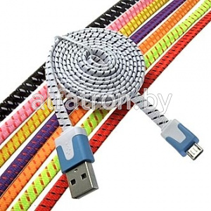 Шнур для моб. устр.: USB to Micro USB flat braid 1m
